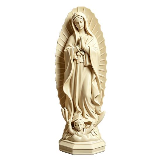 Virgin Mary Statue, Religious Resin Sculpture, Blessed Holy Mother Figurine for Catholic Home Desk Decor