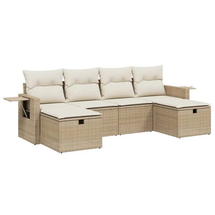 VidaXL Garden Lounge Set with Cushions 6 Pcs, Patio Sofas, Patio Furniture Set, Outdoor Furniture, Beige 3263854