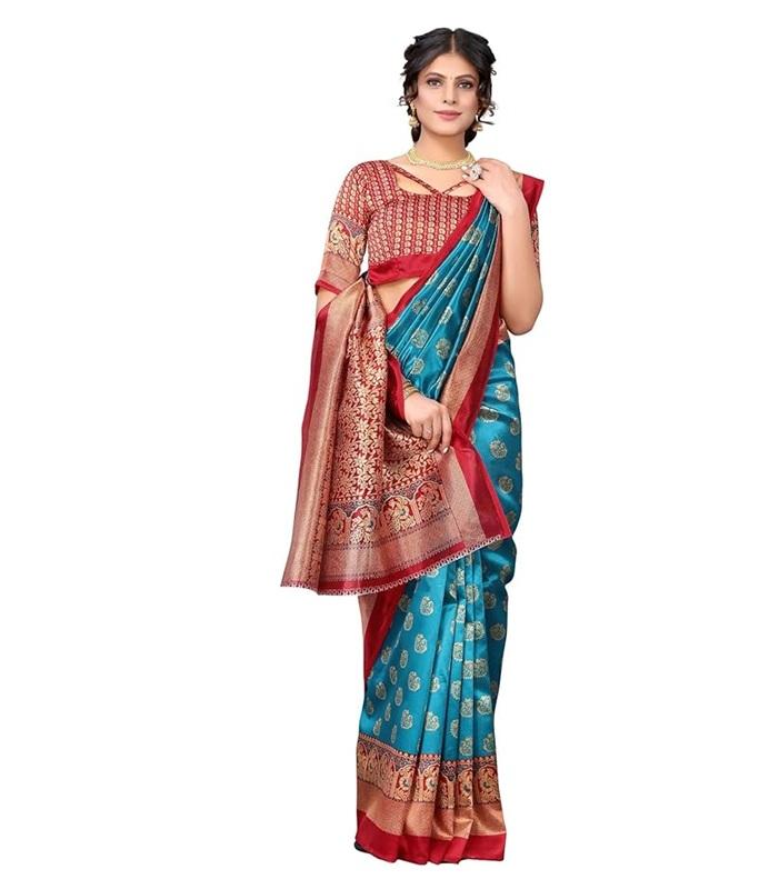 TreegoArt Fashion Women's Art Silk Occasion Wear Prnited Saree With Unstitched Blouse Piece - Pack Of 1