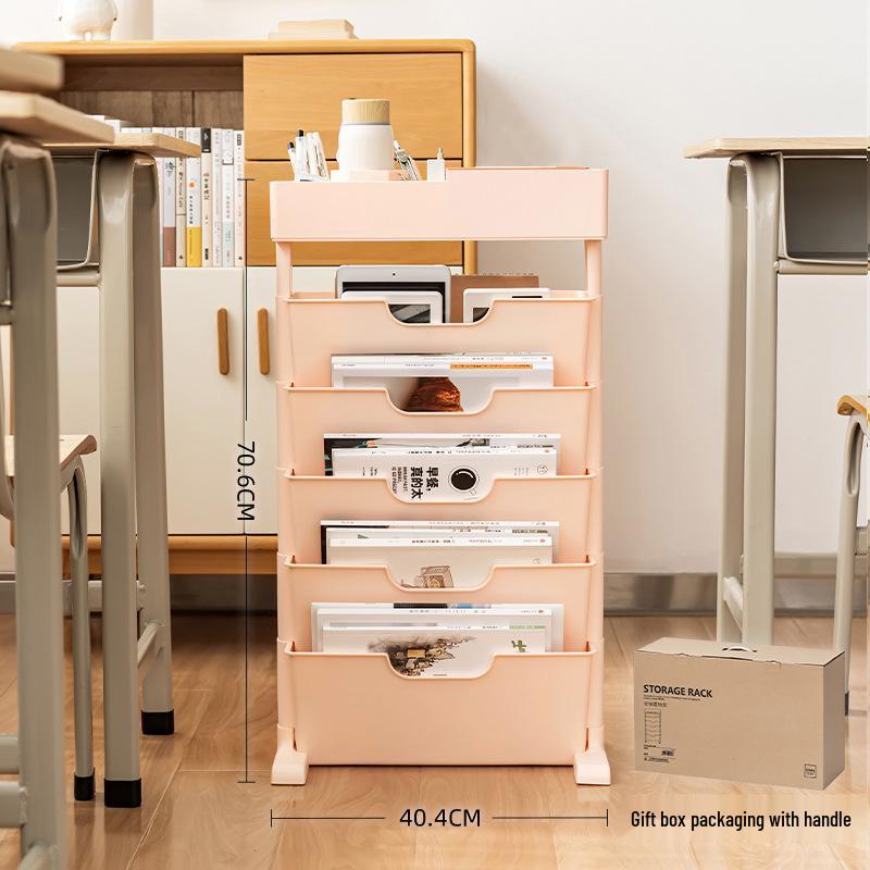 Mobile Bookshelf with Wheels for Classroom or Desk