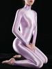Women's One-Piece Shiny Long Sleeves Double Zipper Smooth Leotard Bodysuit Jumpsuit Catsuit