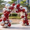 Red White Balloon Garland Dark Red Double Stuffed Balloons Arch Kit Set For Birthday Mothers Day Valentine Engagement Anniversary Bridal Shower Party