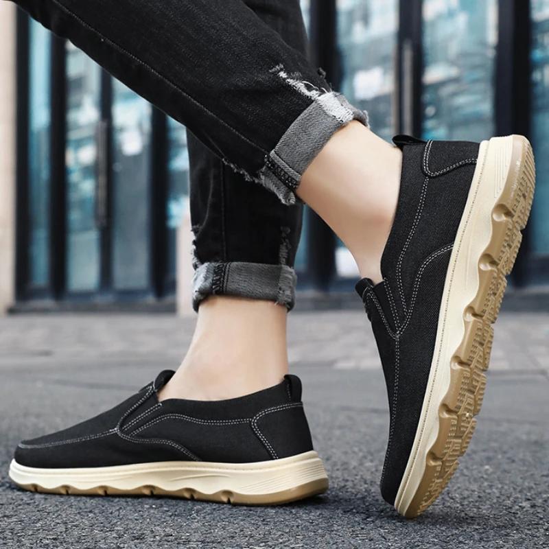 Fashion Men Canvas Shoes Fashion Breathable Casual Shoes for Men Light Non-slip Loafers Outdoor Non-slip Walking Shoes Men Sneakers New