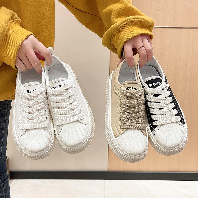 Shell Head Small White Shoes Women's  Spring New Thick-soled Casual All-match Biscuit Bottom Sports Board Shoes