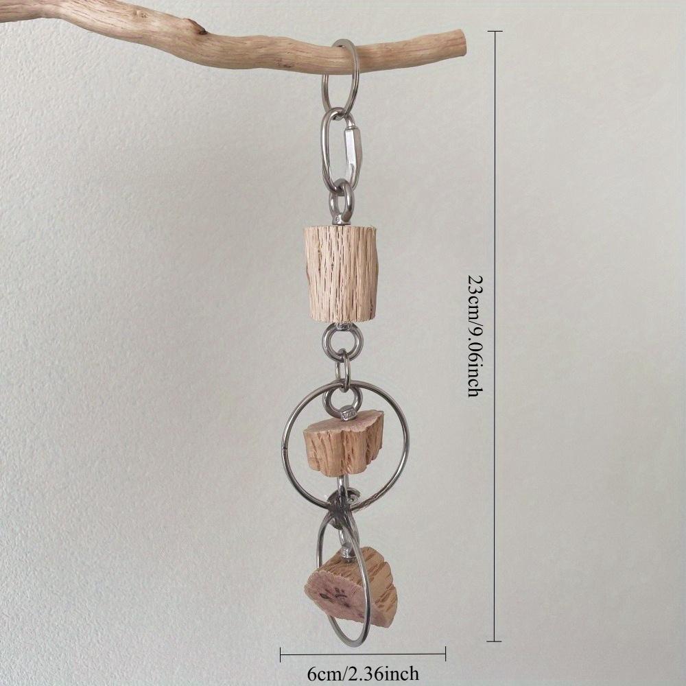 

1Pc Medium to Large Durable Stress-Relieving Breathable Parrot Stainless Steel Wild Pear Wood Beak-Sharpening Toy Birdcage Pendant