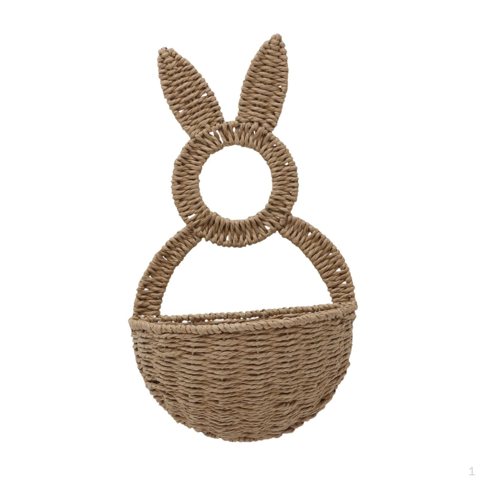 

Basket Easter Bunny Flower Holder Romantic Cute Hanging Wall Pocket for Flowers Bedroom