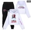 Girls Clothing Sets Kpop Witch Hunt Girls' Half Waist Short Hoodie Single and Double Sleeve Printed Casual Set