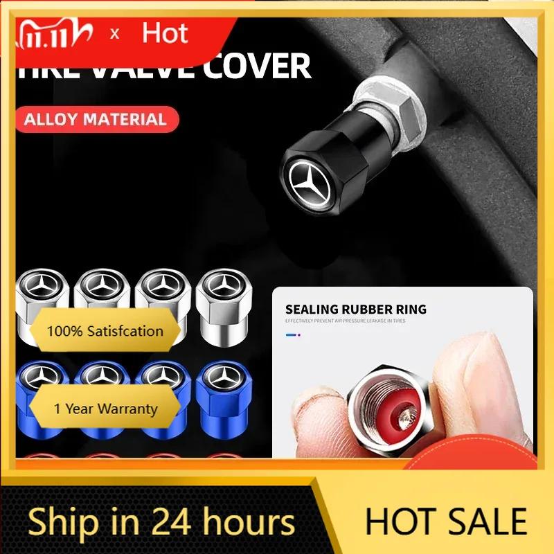 For AMG Benz 4pcs Car Wheel Tire Valve Caps Stem Case With Logo Auto Styling for Mercedes Benz W211 W204 W210 W203 CLA GLA Auto