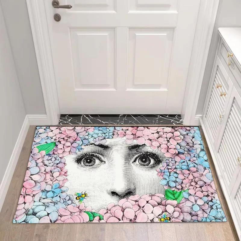 Fun Art Lady Portrait Carpet Rug for Living Room Bedroom Anti-slip Carpets Decor Bedside Soft Floor Mat Kitchen Entrance Mats