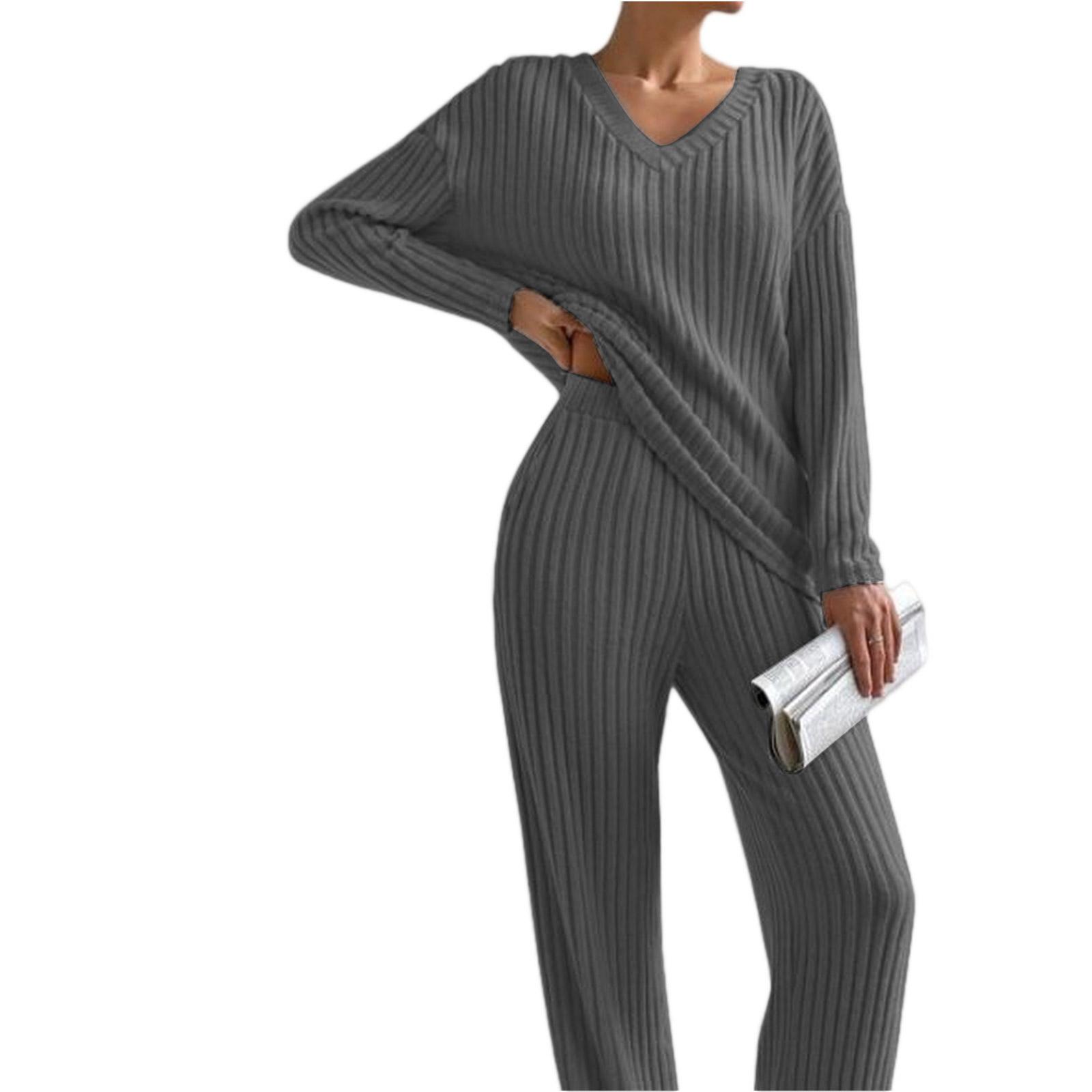 Women s  Color Sexy Casual Slim Fit New Fashionable Women s Knitting Set (Two Pieces) M