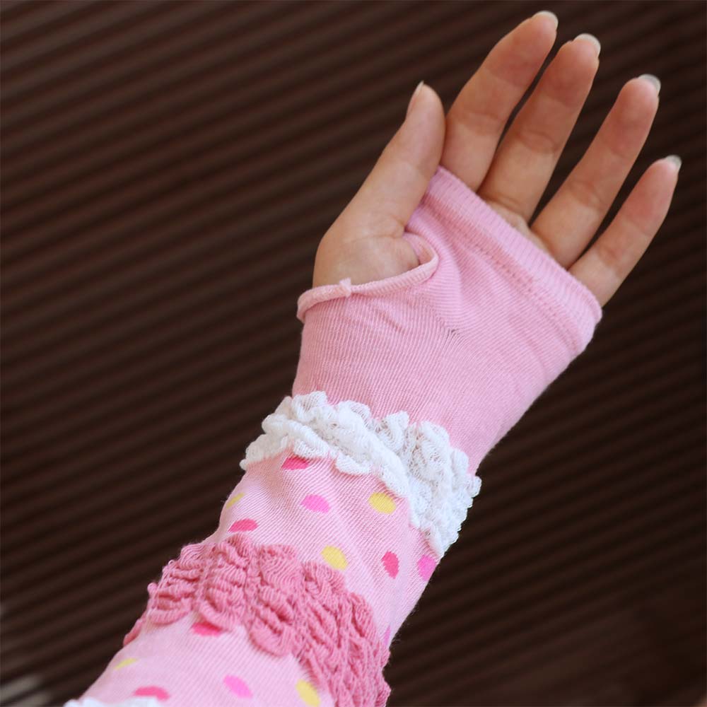 2 Pairs Pink Dot Y2K Knitted Arm Sleeves Sun Protection Summer Sunscreen Sleeves  Summer