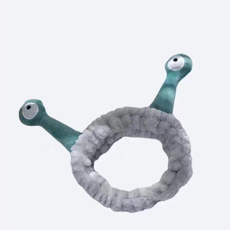 Snail Plush Alien Eye Headband & Hair Tie for Makeup and Face Wash