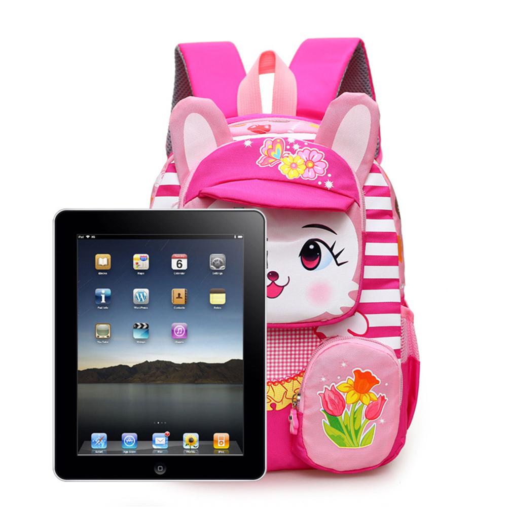 3D Cartoon Rabbit Backpack for Girls Kindergarten Pink Schoolbag