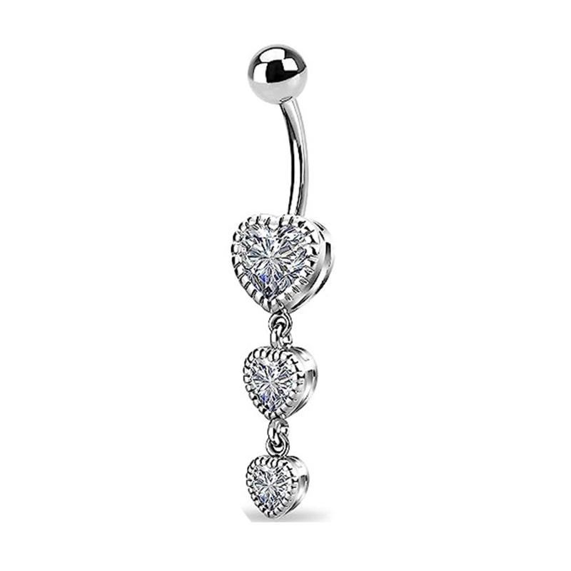 Sexy Pendant Belly Button Ring Stainless Steel Inlaid Zircon Letter Navel Nail For Women Girls Body Piercing Jewelry