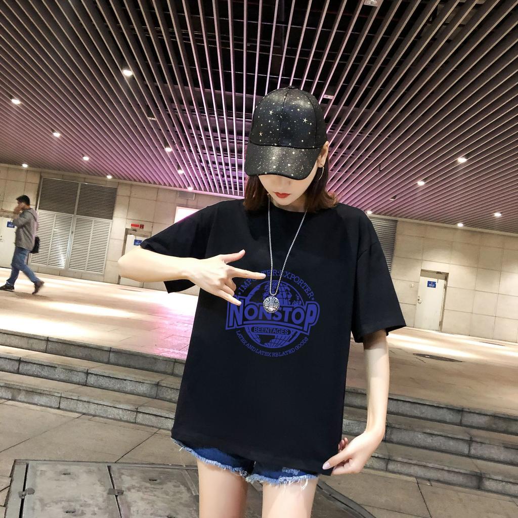 Plus Size Women Letter Print T-shirt Ladies Summer O-neck Short Sleeve Loose T-shirt Trendy Top