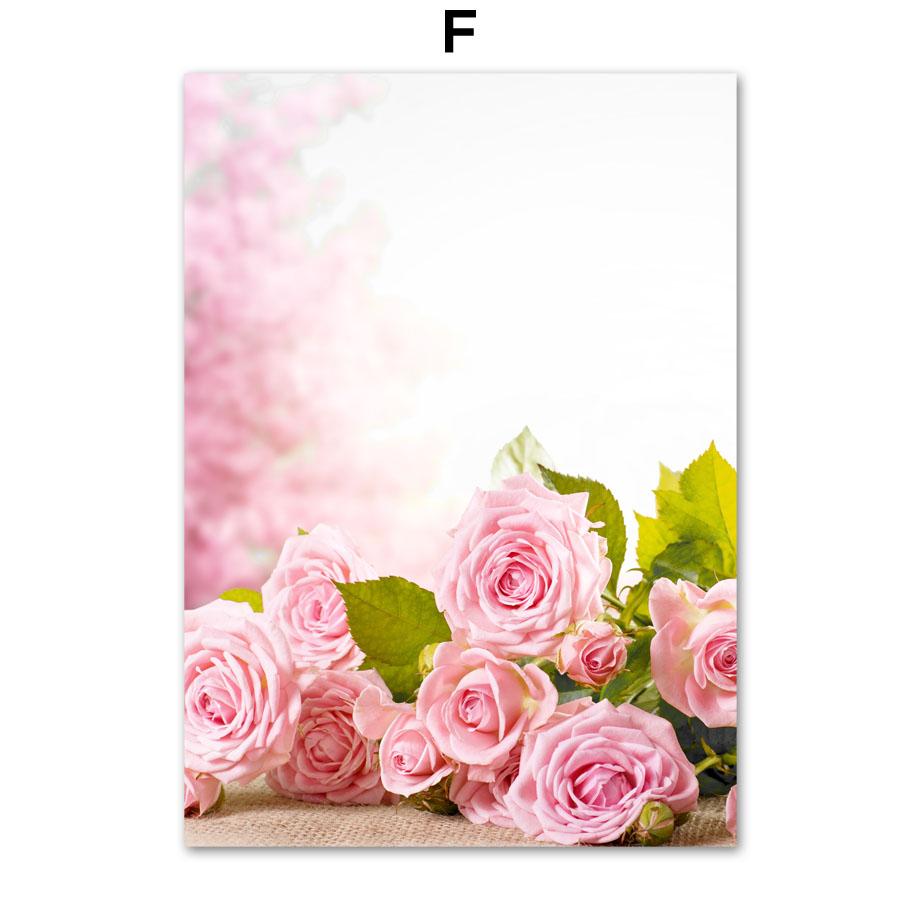 Pink Rose Orchid Sakura Crown Flower Canvas Painting Nordic Posters And Prints Wall Art Pictures For Living Room Home Decor
