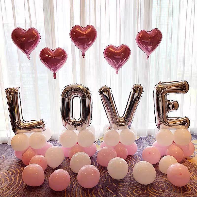 Honeymoon Room Wedding Scene Decor Set: Love Letter Balloons & Transparent Boxes