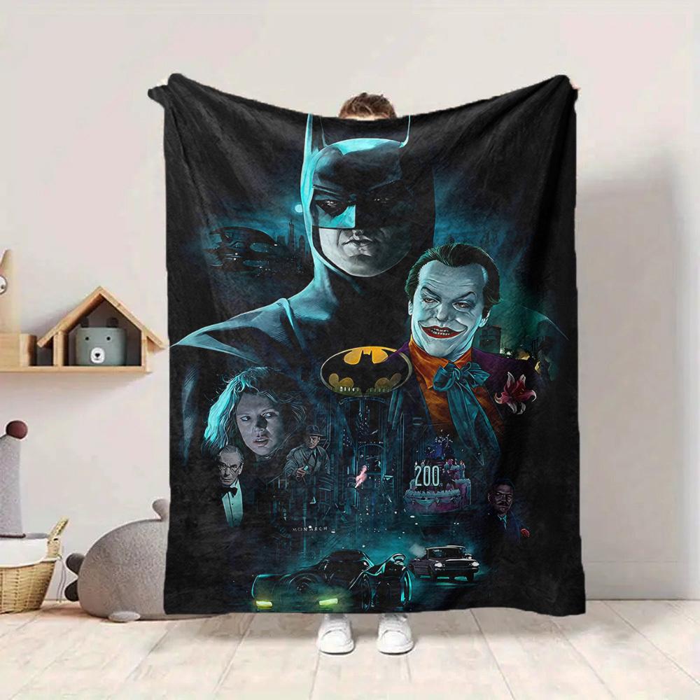 1pc Batman Joker Flannel Throw Blanket - HD Printed Lightweight Soft Warm All-Season Blanket for Sofa, Bed, Travel, Camping 077