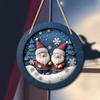 Wooden Santa Claus Porch Wreath Snow Scene Xmas Porch Decoration Hanging  Home Fence Decor