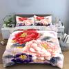 Floral Peony Art Decor Set Bedding Set with 1 Duvet Cover 2 Pillowcases Single Double King Queen, Gift