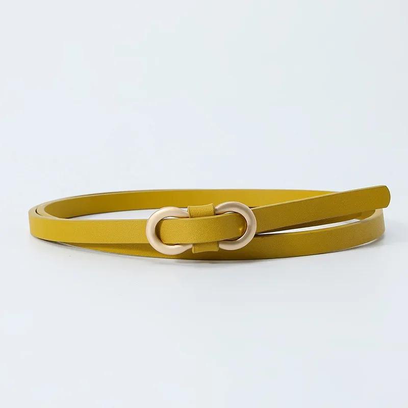 Multi-color Women Fashion Thin Belt Casual Decoration Dress Shirt 8-character Buckle Small Belts Solid Pu Leather Ladies Belts