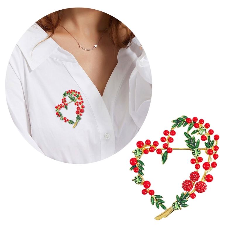 Beautiful Fruit Heart Brooch Party Office Pins Fashion Lapel Pin Alloy Texture Suitable for Women and Unisex Present