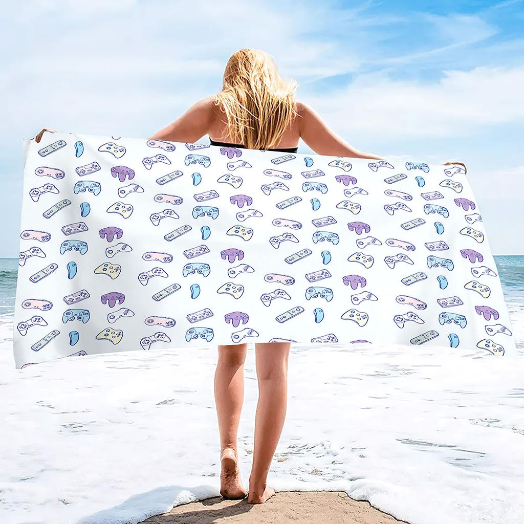 Gamepad Teens Boys Beach Towel,Modern Abstract Sandless Gamer Gaming Microfiber  Towel, Extra Large Adult  Towel