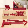9Pcs Woodworking Square Kit with Box, Aluminum Scribeing Ruler,Center Finder,Circular Drawing Compass,Honing Guide,Height Gauge