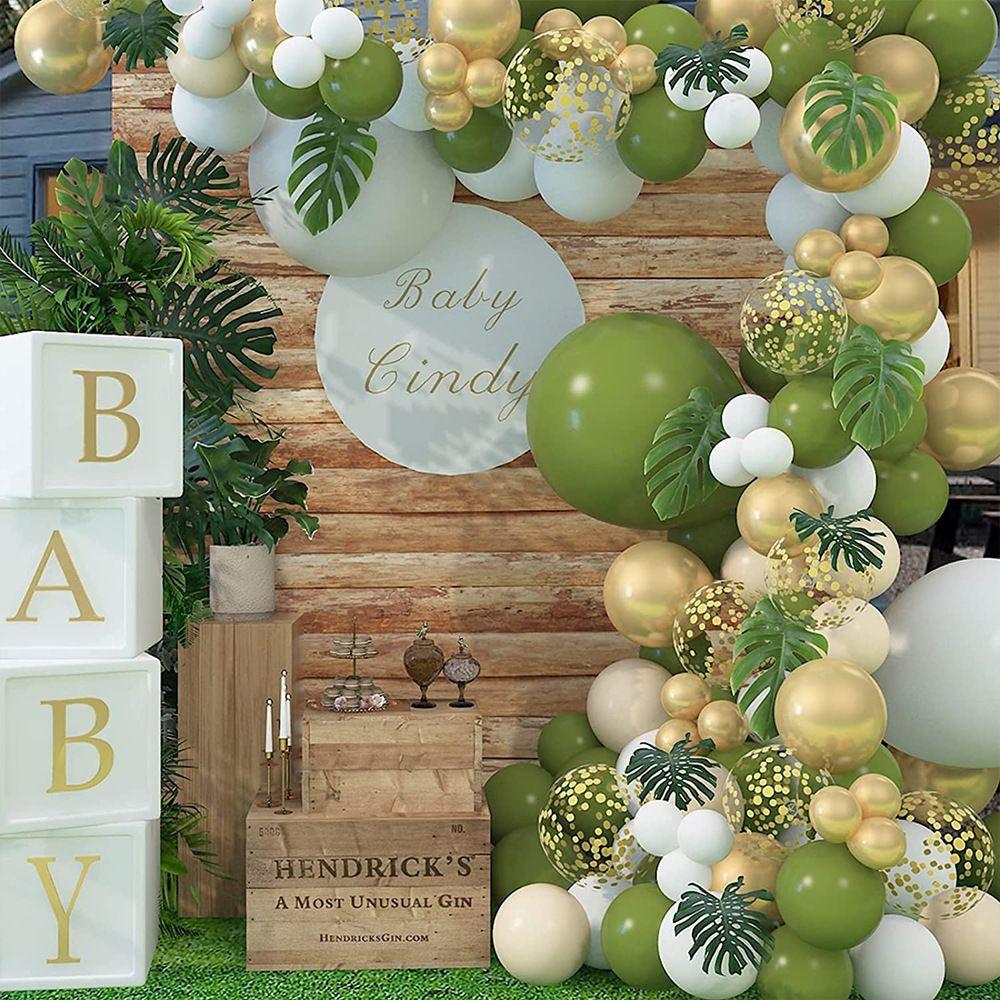Olive Green Balloon Set Wreath Leaf Arch Birthday Party Decor Backdrop