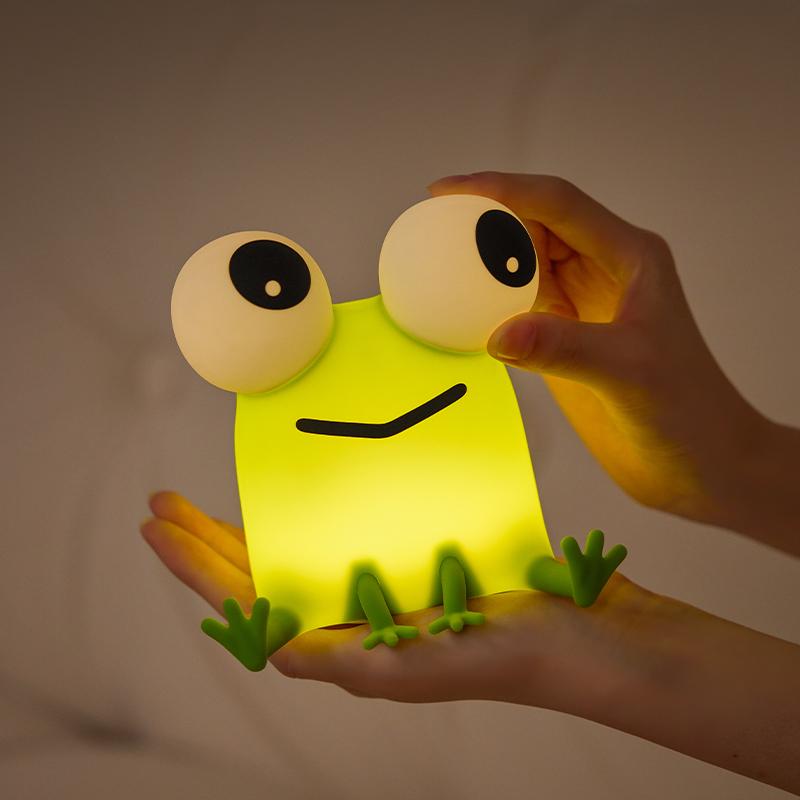 Frog Silicone Patting Night Light LED Bedside Lamp USB Rechargeable Children Kids Sleeping Nightlight Birthday Gifts Room Decor