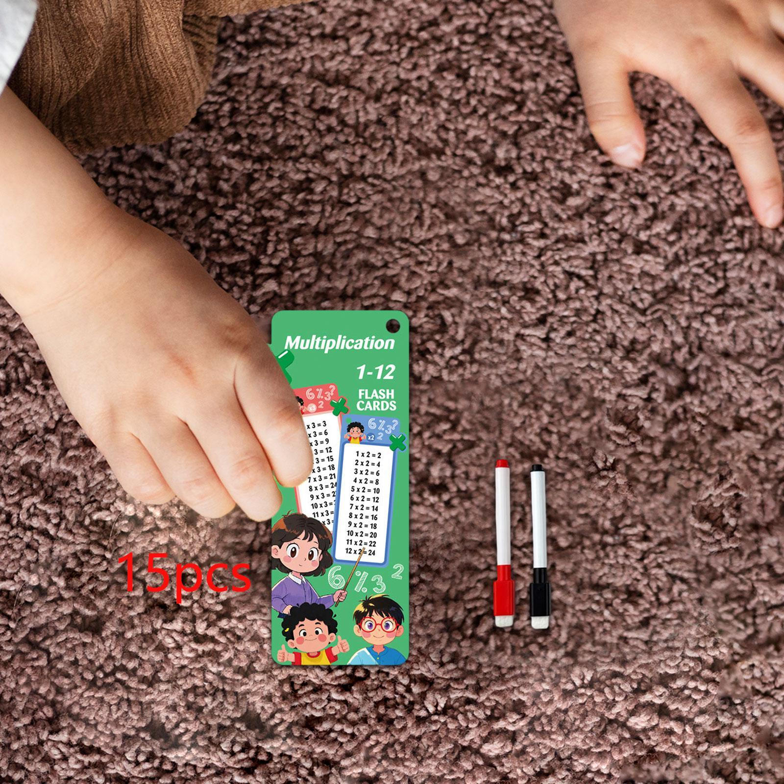 

Карточки по математике для детей с кольцом для переплета, многоразовые, устойчивые к разрывам, 15 карточек Multiplication