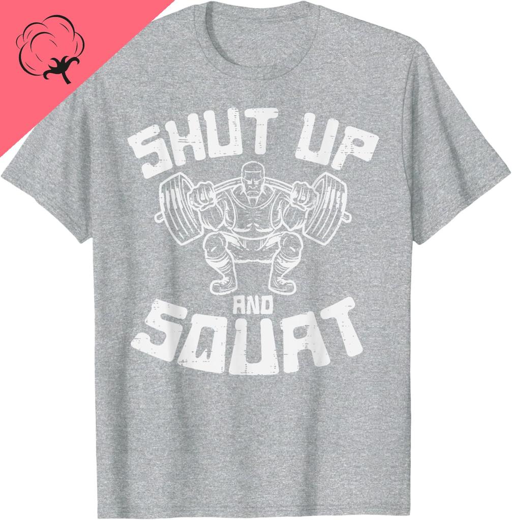 Unisex Women Cotton TShirt Workout Shut Up Squat Funny Gym Powerlift Leg Day Short Sleeve Oneck Sport Tops Camisa Top