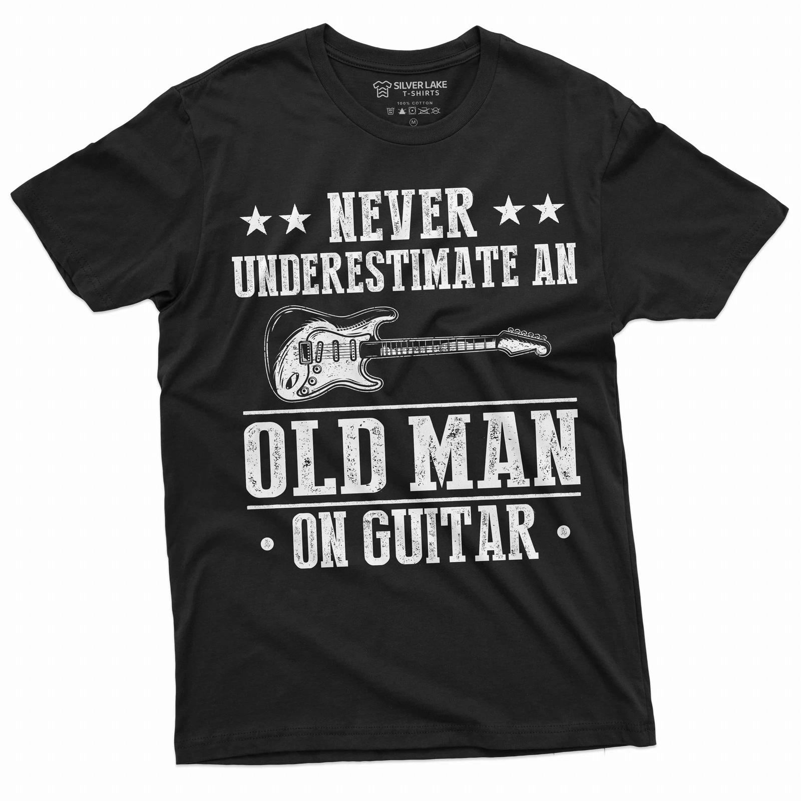 Men s Guitar Player Funny Grandpa Papa Dad T-shirt an old man on guitar tee XXL
