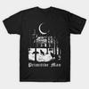 Men Black Print T-shirt Primitive Man No-Cut Transfer Paper Print Cotton Tshirt