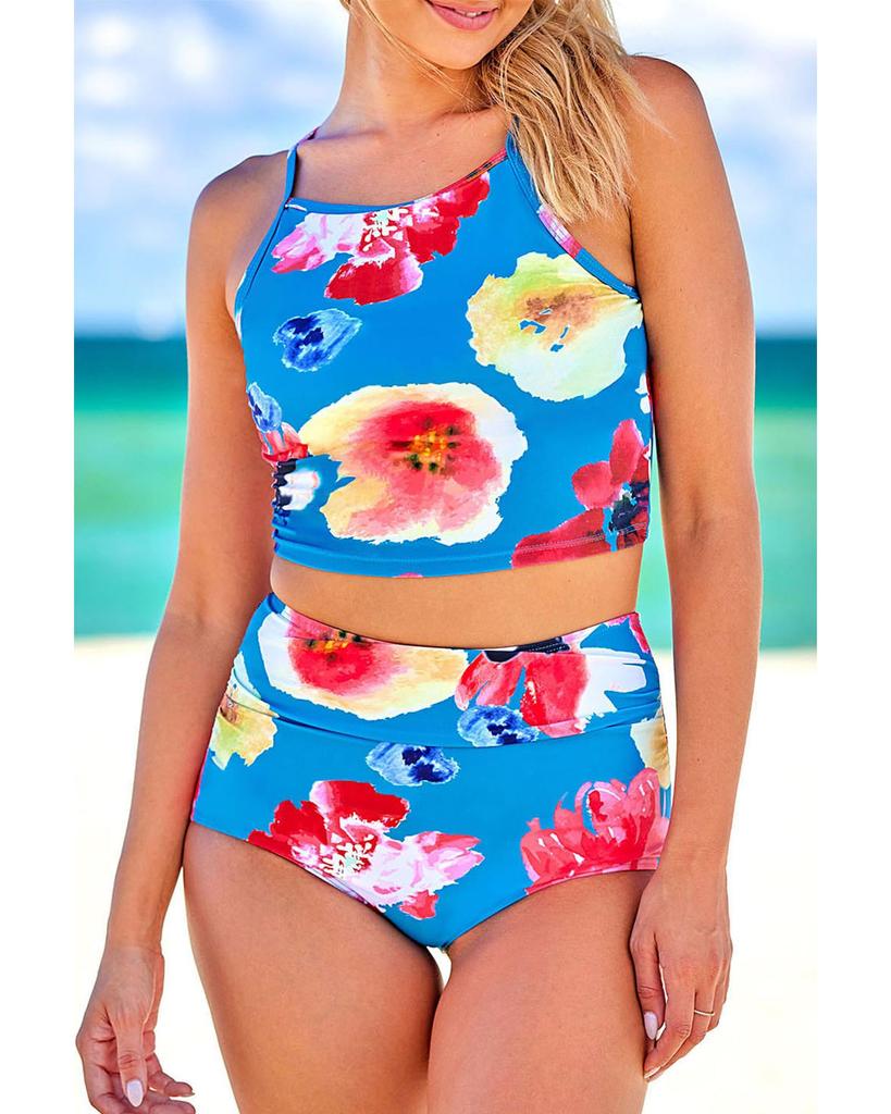 Azura Exchange Ensemble tankini à bretelles spaghetti et imprimé floral