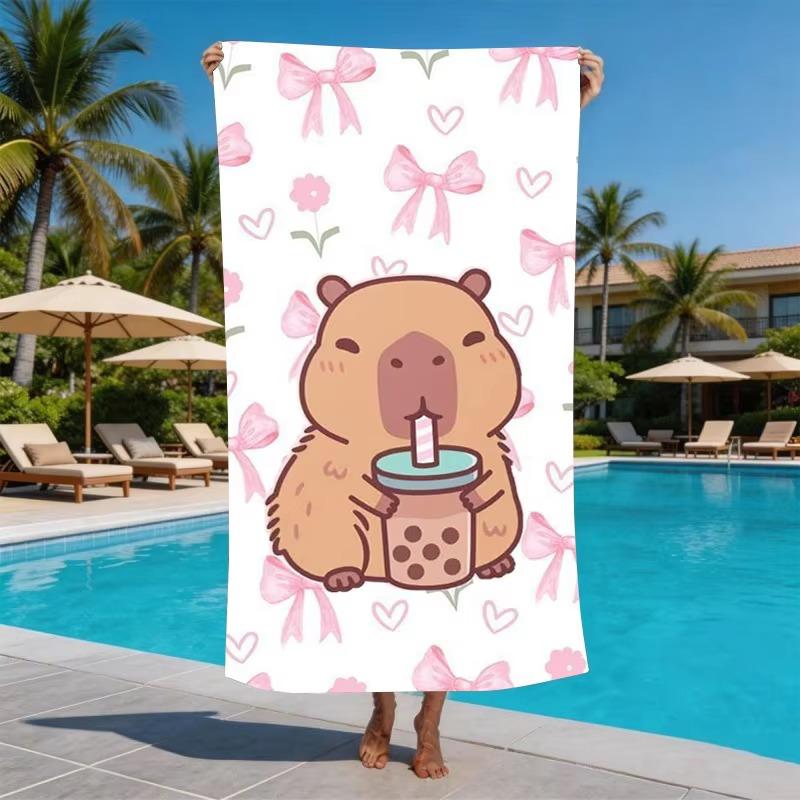 Cute Kawaii Capybara Multiple Sizes Microfiber Beach Towel Sand Free Quick Dry Super Absorbent Pool Towels Swim Blanket