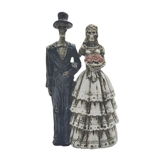 Skeleton Bride and Groom Figurine Resin Couples Skull Ornaments Wedding Couple Statue