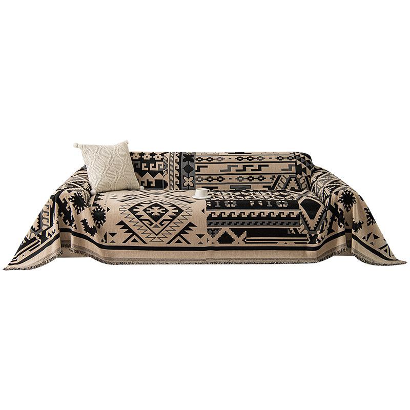 Nordic Geometric Pattern Sofa Towel Thick Tassel Edging One Piece Dust Cover Universal All Season Sofa Throw