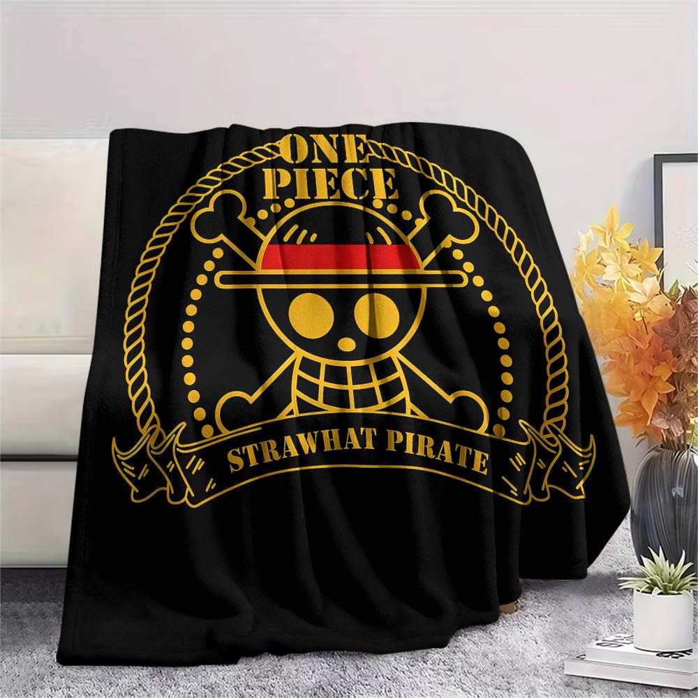 1PC One Piece Straw Hat Pirates Patterned Flannel Blanket Suitable For All Seasons For Home Decor Warmth And Comfort Gifts Holiday Present