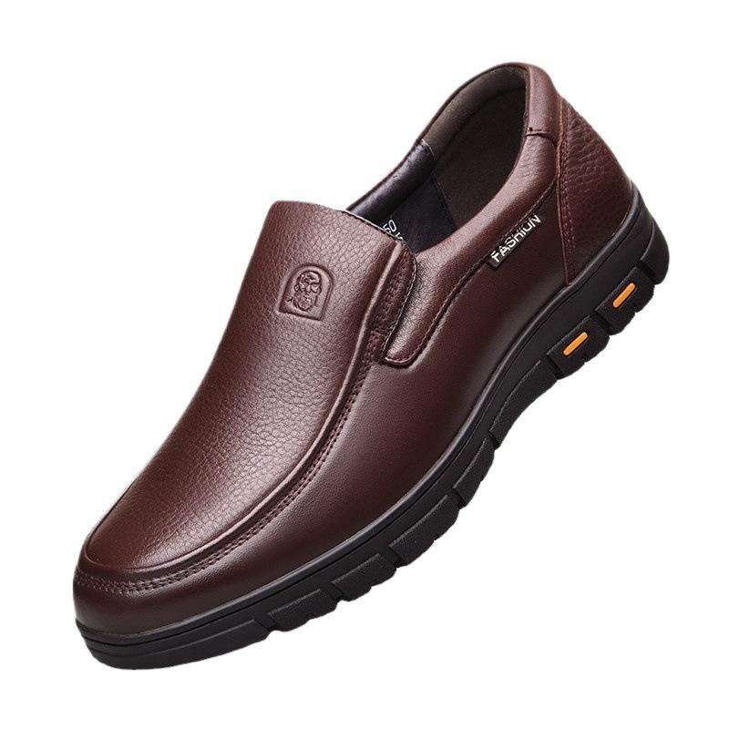 Old Man's Head Spring and Autumn Large Leather Shoes Large Casual Soft Soled Men's Shoes Men's Business Dad Daily Leather Shoes