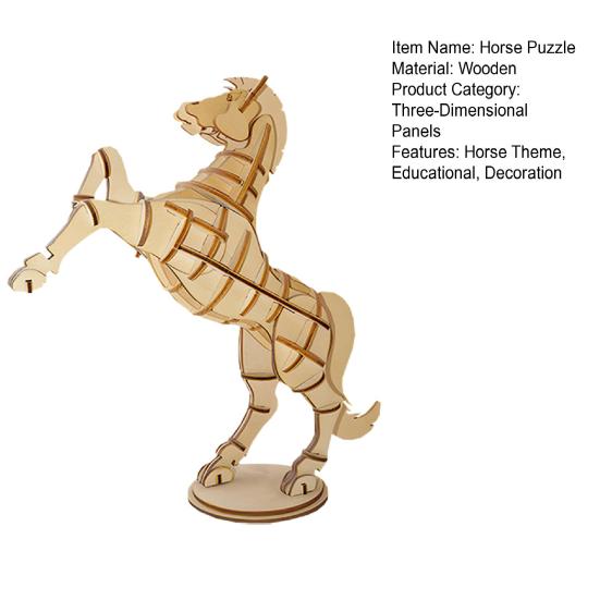3D Wooden Horse Model DIY Handmade Horse Puzzle Assembly Toy Educational Animal Building STEM Toy Decoration Adults Teens Birthday Gifts