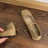Fashion SUOJIALUN 2024 Autumn Women Flat Shoes Fashion Square Toe Ladies Elegant Mary Jane Shoes Low Wedge Heel Dress Ballerinas Shoes