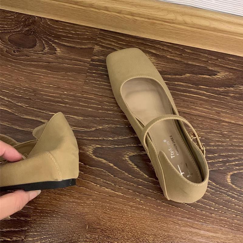 Fashion SUOJIALUN 2024 Autumn Women Flat Shoes Fashion Square Toe Ladies Elegant Mary Jane Shoes Low Wedge Heel Dress Ballerinas Shoes