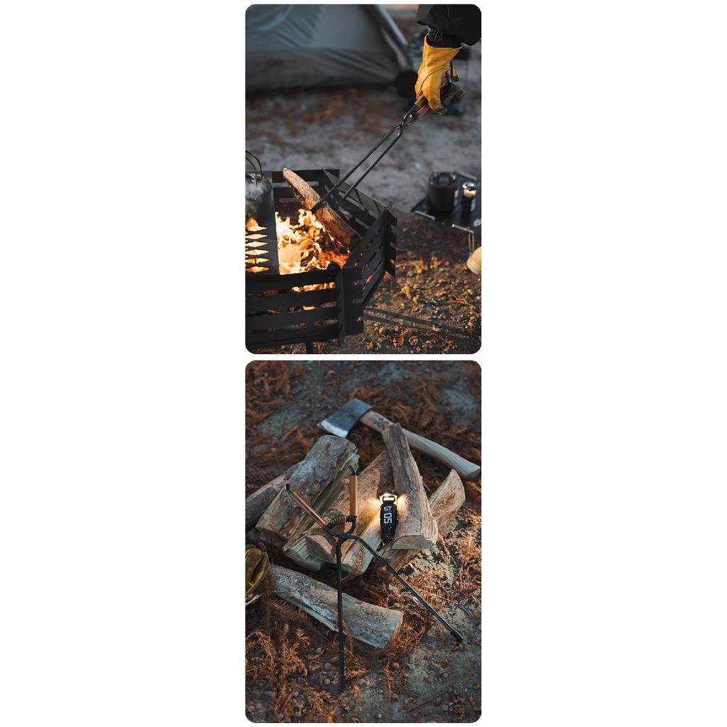 ShineTrip Neuer Outdoor Camping Feuerhaken Verdickter Anti-Verbrühungs-Kohlenstoffstahl Feuerhaken Picknick BBQ leicht tragbar