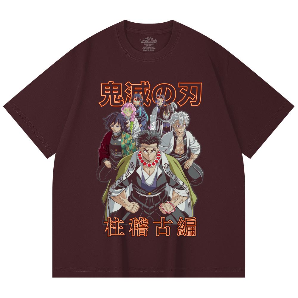 230 Gsm 100% Cotton Demon Slayer V22 Hashiras Print Unisex Heavy Cotton T Shirt