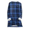 Women's Fashion Plaid Print Round Neck Long Sleeve Plush Winter Warm Pullover Top