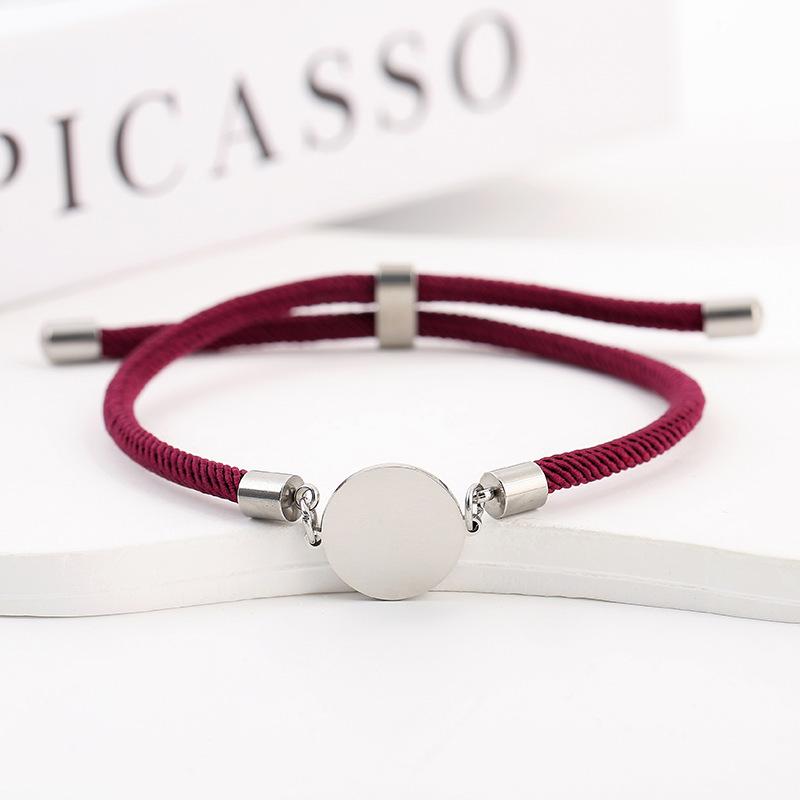 Adjustable 15mm Multi-Color Round Milanese Rope Bracelet with Stainless Steel Cross for Laser UV Printing.