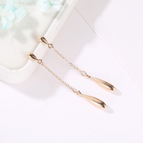 1 Pair Women Drop Earrings Long Tassel Waterdrop Pendant Polished Solid Color Lightweight Hanging Prom Party Wedding Dangle Earrings