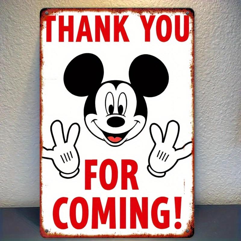 

[2D Flat] Mickey Thank You for Coming! Vintage Metal Tin Sign - 30.48x20.32 cm, Rustic Red & White Design with Peace Signs - Ide 20x30cm（7.8x11.8inch）
