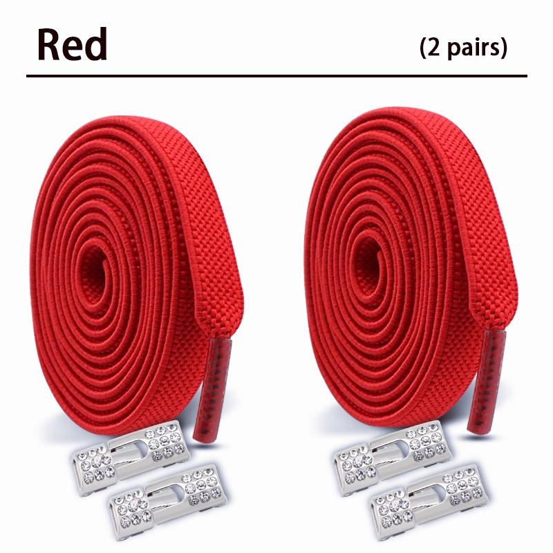 2Pair Elastic Laces Sneakers Diamond Locks Shoelaces Without ties Kids Adult unisex 8mm Flat No Tie Shoe laces shoe accessories